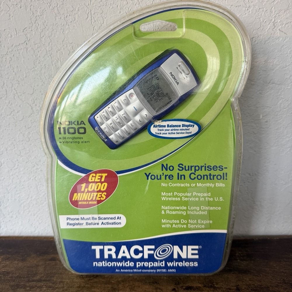Vintage New Nokia 1100 Tracfone Cell Phone Factory Sealed Mint NOS Collectible